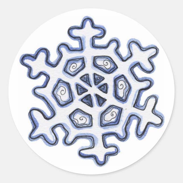 Snowflake - Stickers Runt Klistermärke (Framsida)