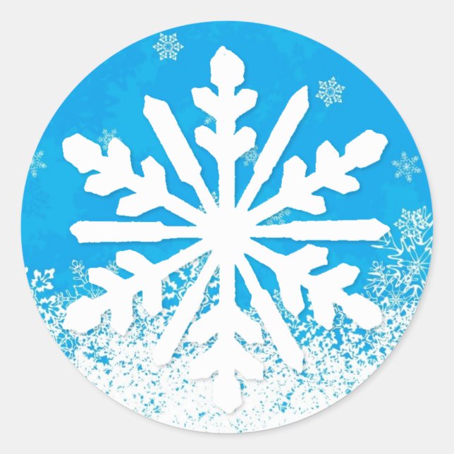 Snowflake Stickers Runt Klistermärke (Framsida)
