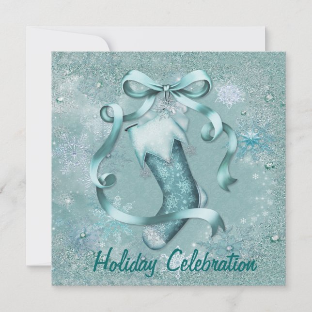 Snowflake Stocking Party-inbjudan Inbjudningar (Framsida)