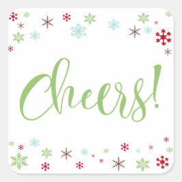 Snowflake Stollig Cheers, Apple Grönt Type Fyrkantigt Klistermärke