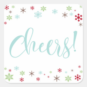 Snowflake Stollig Cheers Robin's Egg Blue Typograp Fyrkantigt Klistermärke