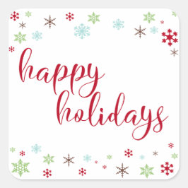 Snowflake Stollig Glad helg Red Typography Fyrkantigt Klistermärke