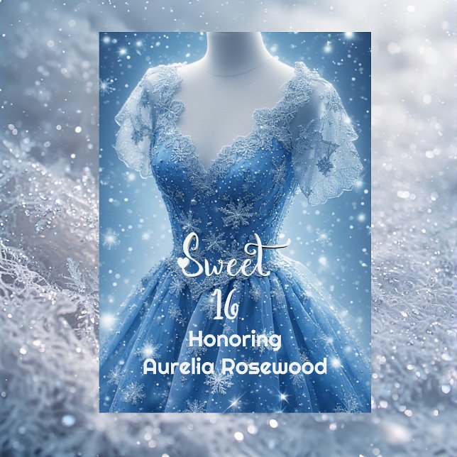 Snowflake Sweet 16 Ice Blue Silver Snow Rhinestone Inbjudningar (Snowflake Sweet 16 Ice Blue Silver Snow Rhinestone Invitation)