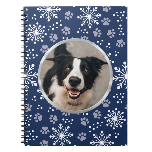 Snowflake Tass Mönster Pet Photo Anteckningsbok (Framsidan)