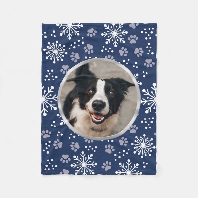 Snowflake Tass Mönster Pet Photo Fleecefilt (Framsidan)