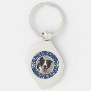 Snowflake Tass Mönster Pet Photo Swirl Silverfärgad Nyckelring