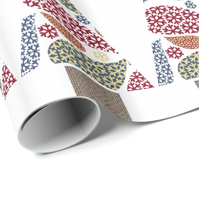 Snowflake Teardrops Träd Julafton Papper Presentpapper (Rullad Hörn)