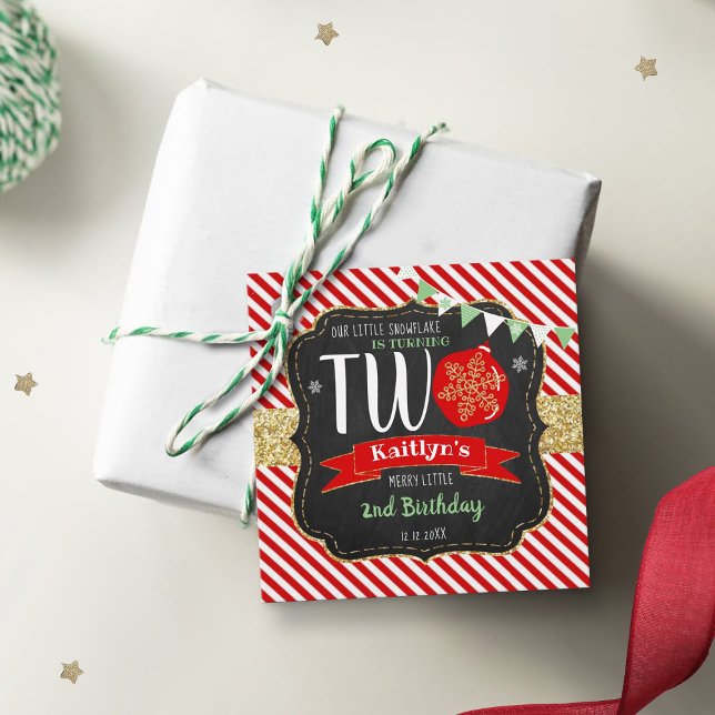 Snowflake Turning 2! Jul 2:a födelsedag Gåvor Etiketter (Skapare uppladdad)