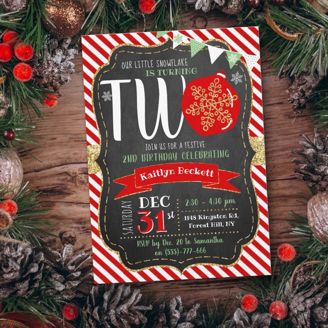 Snowflake Turning 2! Jul 2:a födelsedag Inbjudningar (Skapare uppladdad)