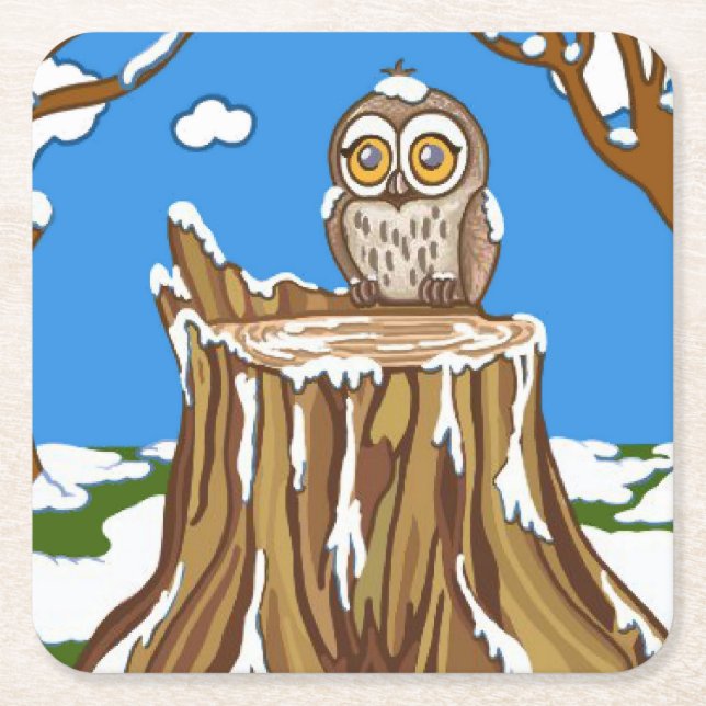 Snowflake Uggla Underlägg Papper Kvadrat (Framsidan)