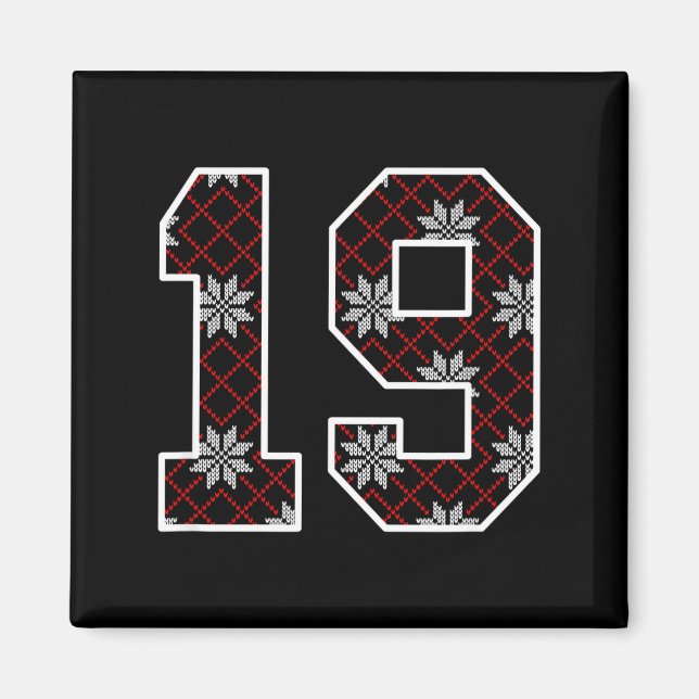 Snowflake Ugly Christmas Number 19 Uniform #19 Jer Magnet (Framsidan)