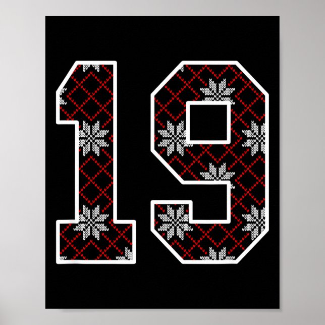 Snowflake Ugly Christmas Number 19 Uniform #19 Jer Poster (Framsidan)