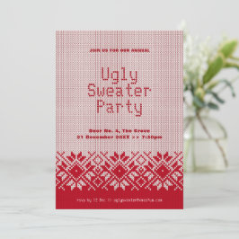 Snowflake Ugly Sweater Party Red jul Inbjudningar