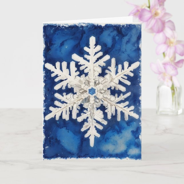 Snowflake Watercolor Art Helgdag Card Kort (Orkide)