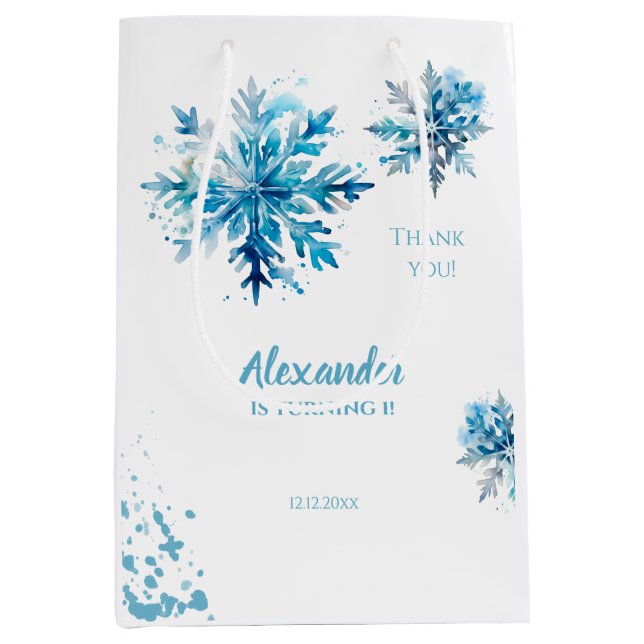 Snowflake Watercolor Blue Winter ONEderland (Framsidan)