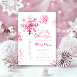 Snowflake Watercolor Winter ONEderland Birthday Inbjudningar
