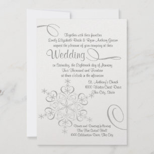 Snowflake White Elegance Winter Wedding Inbjudningar