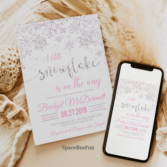 Snowflake Winter Baby-dusch Inbjudningar (snowflake baby shower,invitation,winter baby shower,baby shower,snowflake theme,winter wonderlan)