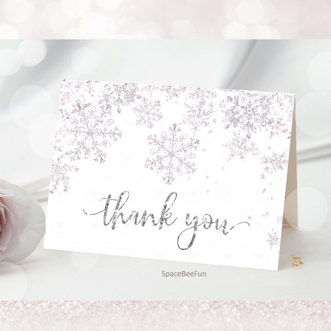 Snowflake Winter Baby-dusch Tack Kort (snowflake baby shower,thank you card,winter baby shower,baby shower,snowflake theme,winter wonderlan)