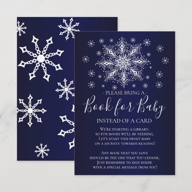 Snowflake Winter Baby Shower Bok för Baby Inbjudningar (Fram/baksida)