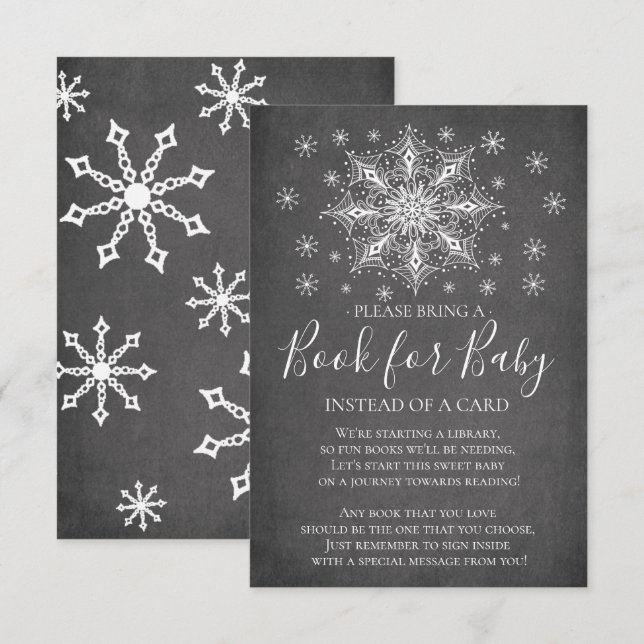Snowflake Winter Baby Shower Bok för Baby Inbjudningar (Fram/baksida)