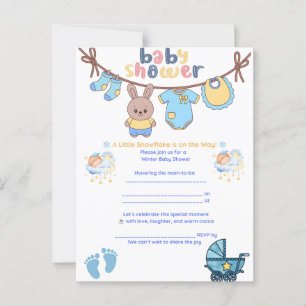Snowflake Winter Baby Shower-inbjudan Vykort