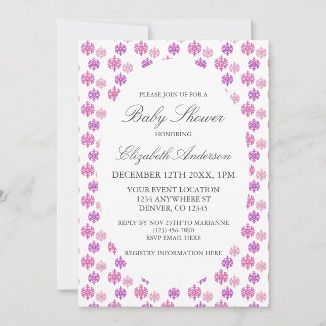 Snowflake Winter Baby Shower Inbjudningar (Framsida)