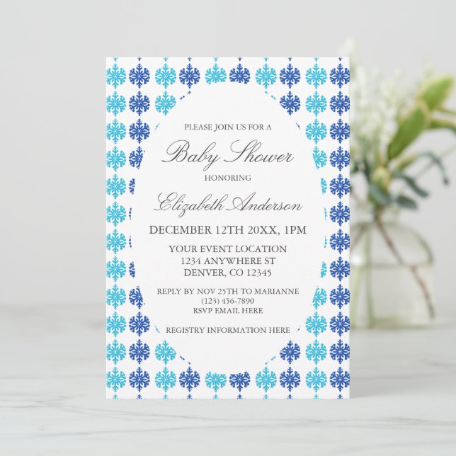 Snowflake Winter Baby Shower Inbjudningar (Stående Fram)