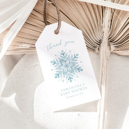 Snowflake Winter Baby Shower-Märkre för Tack Presentetikett