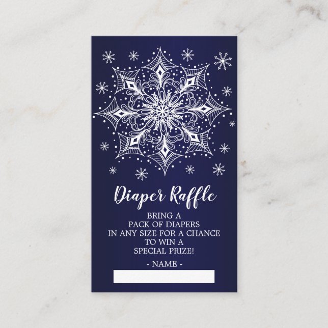 Snowflake Winter Baby Shower Raffle Biljett Tilläggskort (Framsida)