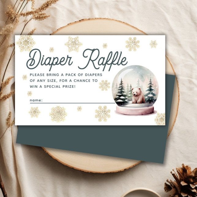 Snowflake Winter Baby Shower Raffle Tilläggskort (Snowflake Winter Baby Shower Diaper Raffle Enclosure Card)