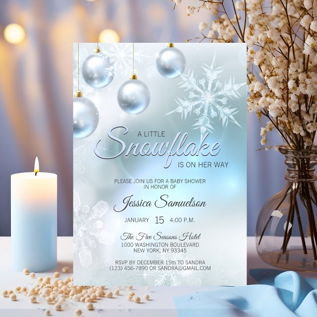 Snowflake Winter Blue Wonderland Baby Shower Inbjudningar (Snowflake Winter Blue Wonderland Baby Shower Invitation)