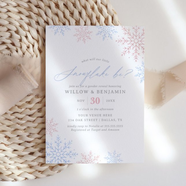 Snowflake Winter Gender Reveal Party Inbjudningar (Skapare uppladdad)
