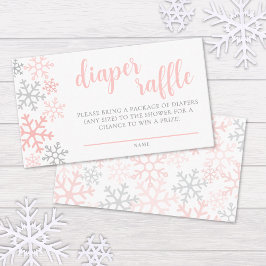 Snowflake Winter Girl Baby Shower Diaper Raffle Tilläggskort