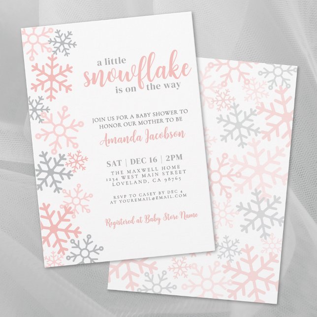 Snowflake Winter Girl Baby Shower Inbjudningar (Snowflake Winter Girl Baby Shower Invitation)