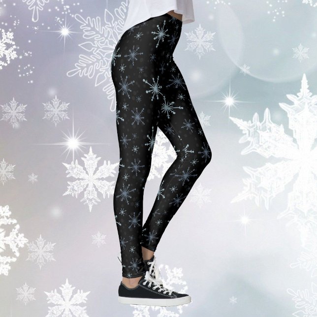 Snowflake Winter High Quality Women's Black Snö Leggings (Skapare uppladdad)