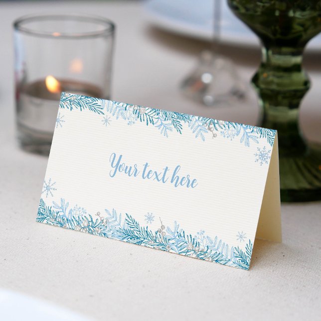 Snowflake Winter-julafton-födelsedagskort Placeringskort (Skapare uppladdad)