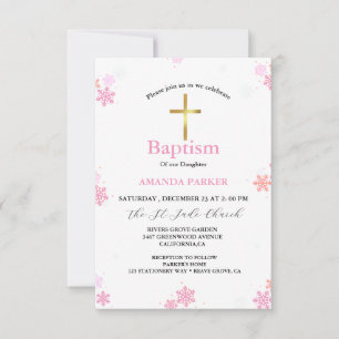 Snowflake Winter Kor Baptism Inbjudningar