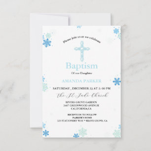 Snowflake Winter Kor Baptism Inbjudningar