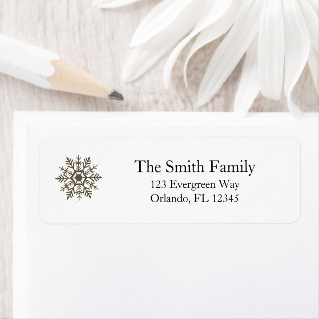 Snowflake Winter Motif Art Returadress Etikett (Insitu)
