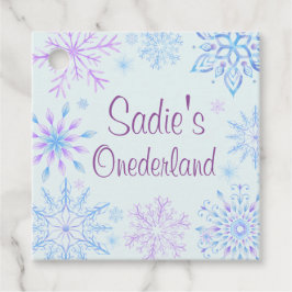 Snowflake Winter One-Derland First Birthday Gåvor Etiketter