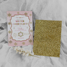 Snowflake Winter Onederland Birthday-inbjudan Inbjudningar