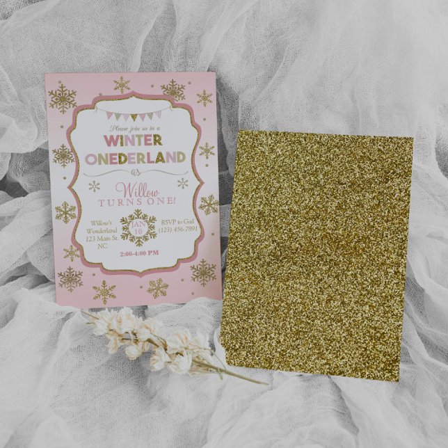 Snowflake Winter Onederland Birthday-inbjudan Inbjudningar (Skapare uppladdad)