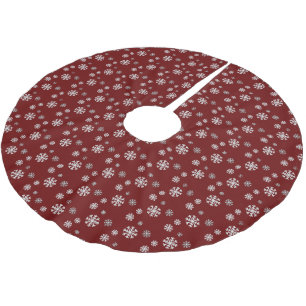 Snowflake Winter Red Träd Skirt Julgransmatta Borstad Polyester