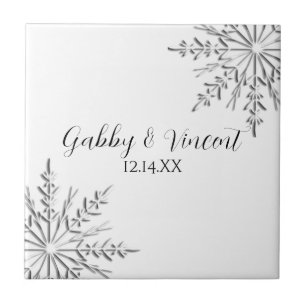 Snowflake Winter Wedding Kakelplatta