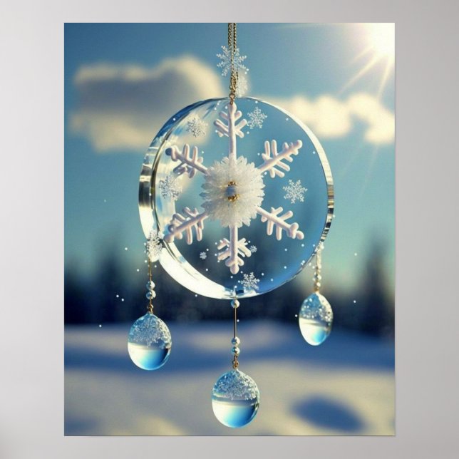 Snowflake Winter Wedding Ornament Poster (Framsidan)