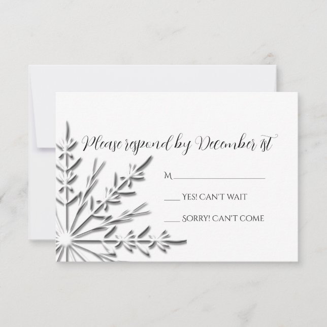 Snowflake Winter Wedding OSA Responcard Kort (Framsida)