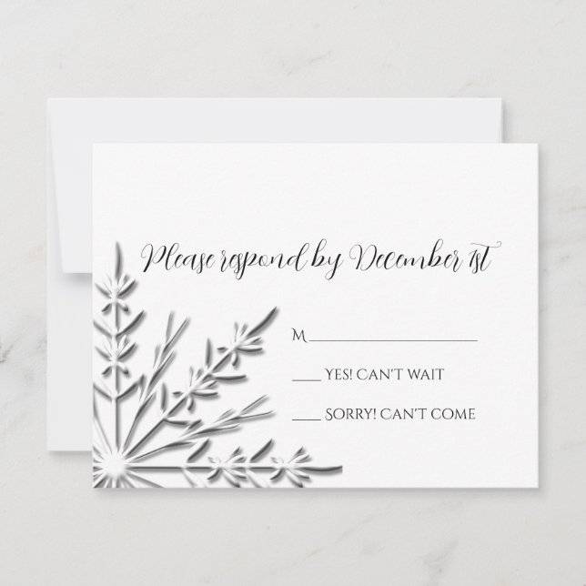 Snowflake Winter Wedding OSA Responcard Kort (Framsida)