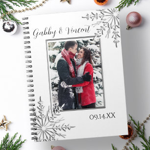 Snowflake Winter Wedding Photo Anteckningsbok