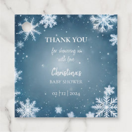 Snowflake Winter Wonderland Baby Shower Blue Gåvor Etiketter